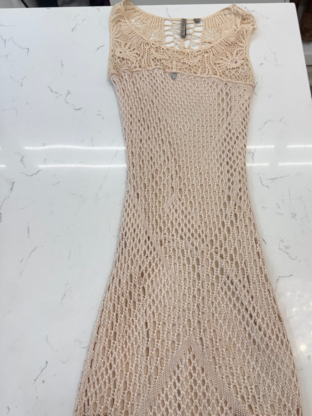 Guess Nude Crochet Knit Dress